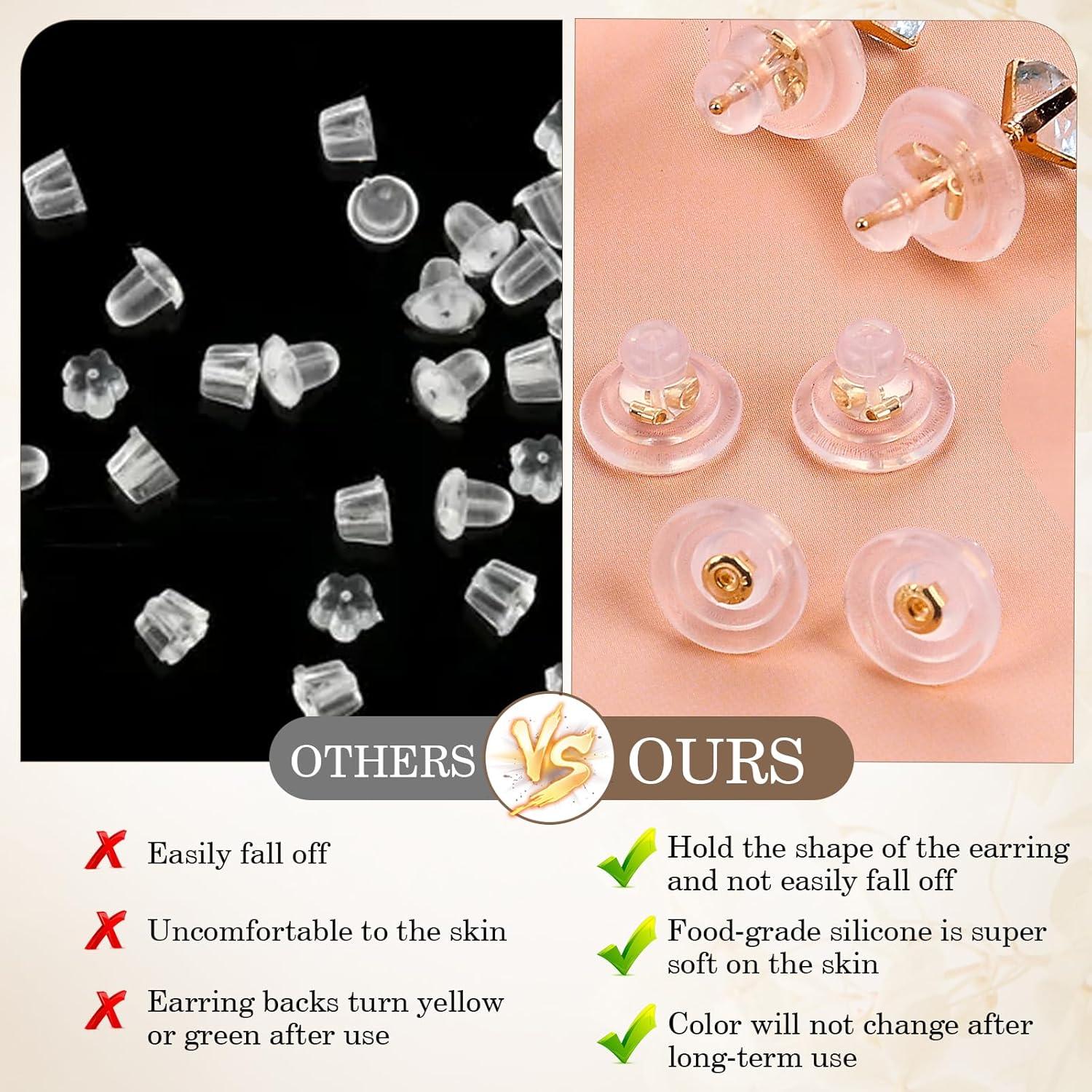 12 Respaldo de Pendientes Zithyond Oro Blanco Silicona Hipoalergénico