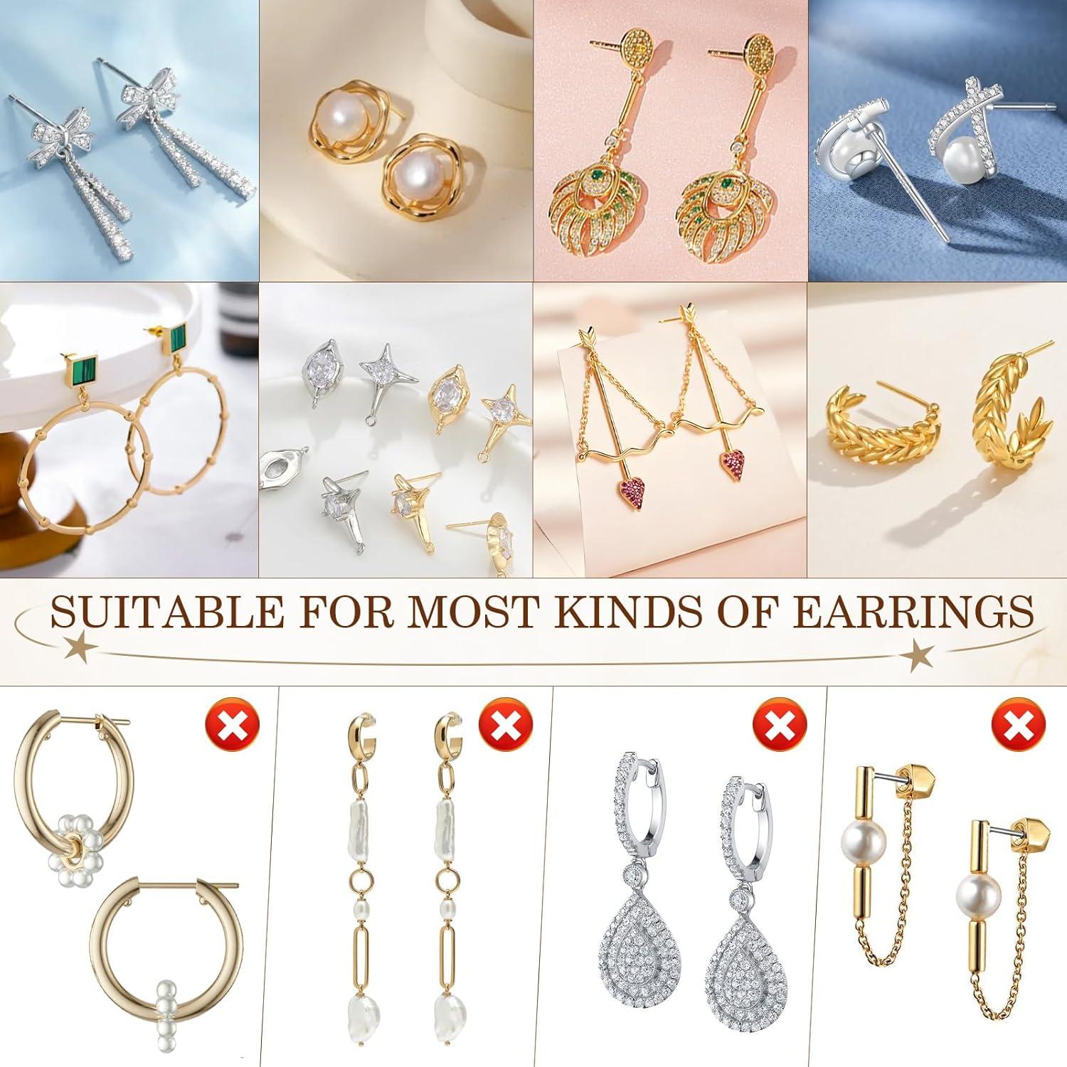 12 Respaldo de Pendientes Zithyond Oro Blanco Silicona Hipoalergénico