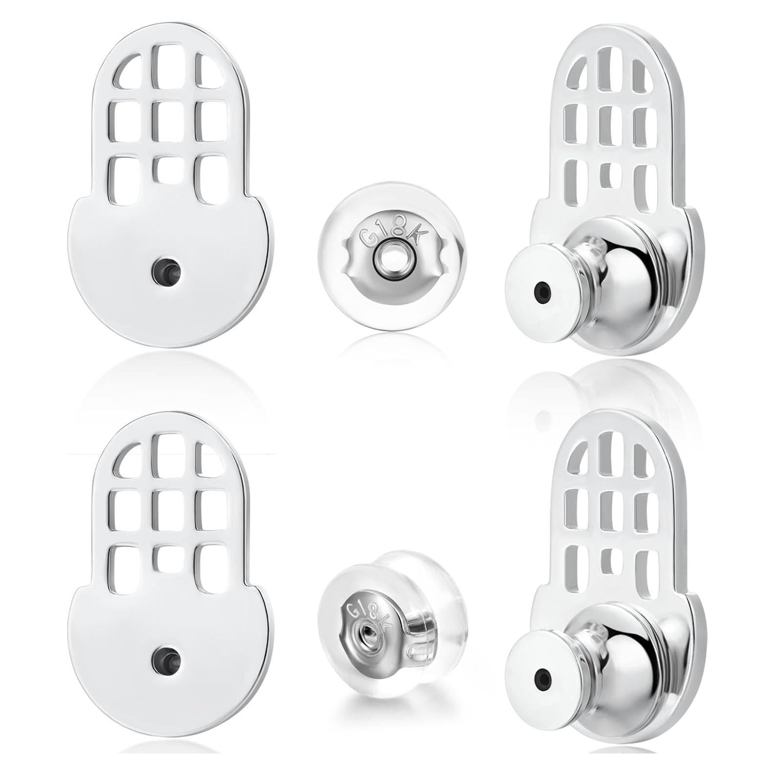 Respaldos de Aretes Hazifes 12mm Oro Blanco 18K 6 PCS