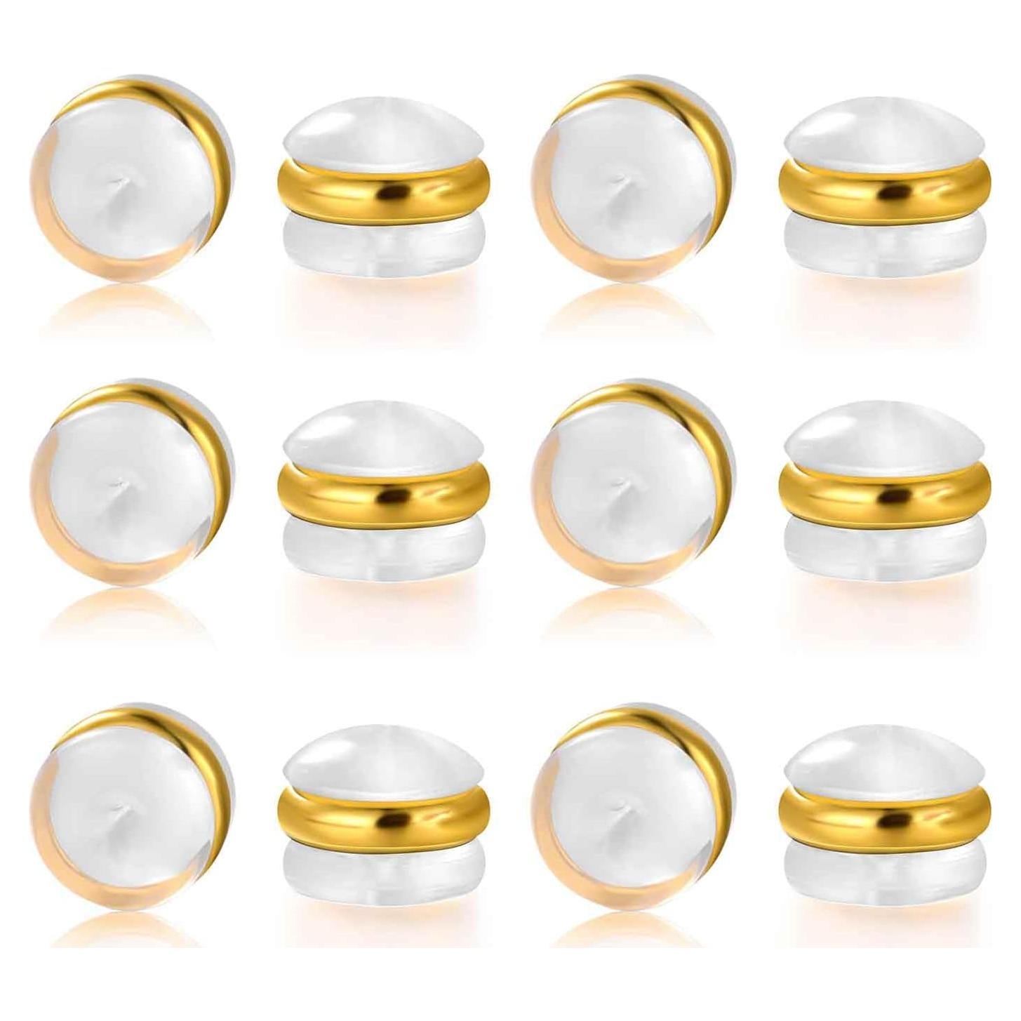 6 Pares de Respaldos de Aretes VOLUKA Hipoalergénicos Dorados