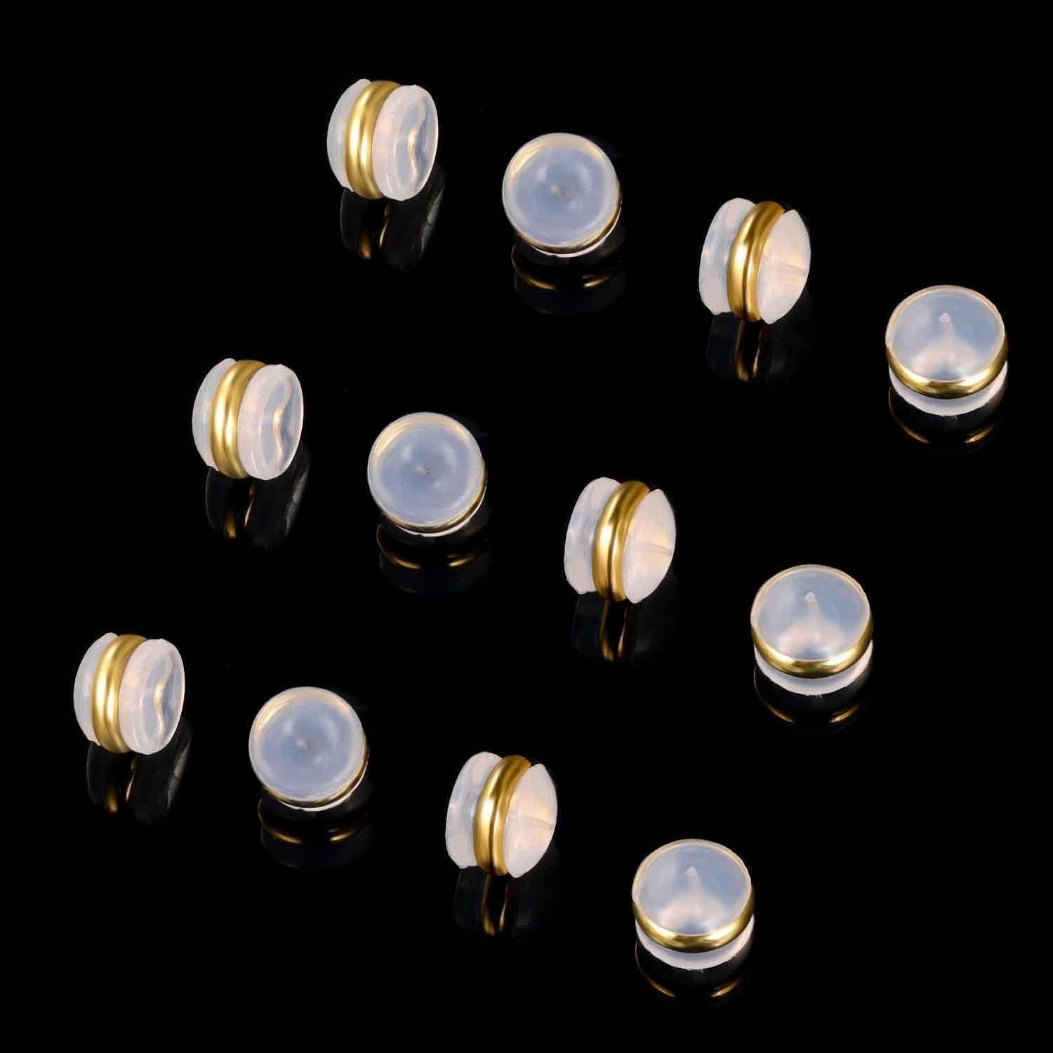 6 Pares de Respaldos de Aretes VOLUKA Hipoalergénicos Dorados