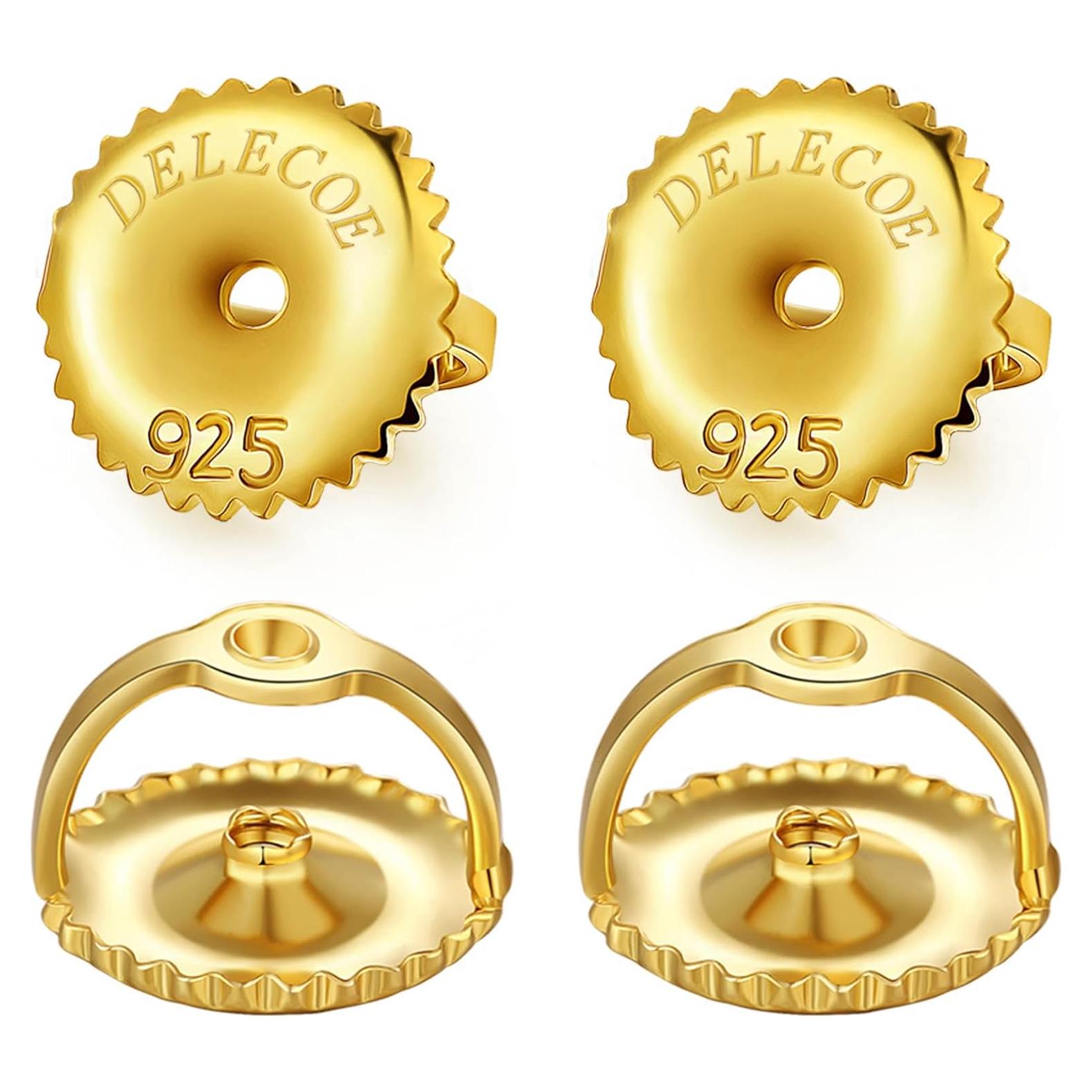 Tornillos de Respaldo para Aretes DELECOE 14K Oro 2 Pairs