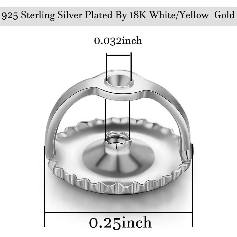 Respaldos de Aretes de Tornillo Catinee 2 Pares Plata 18K