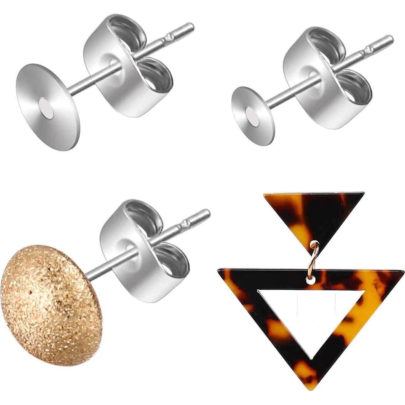 1200 Puntos y Respaldos de Aretes AROIC - Acero Inoxidable Hipoalergénico