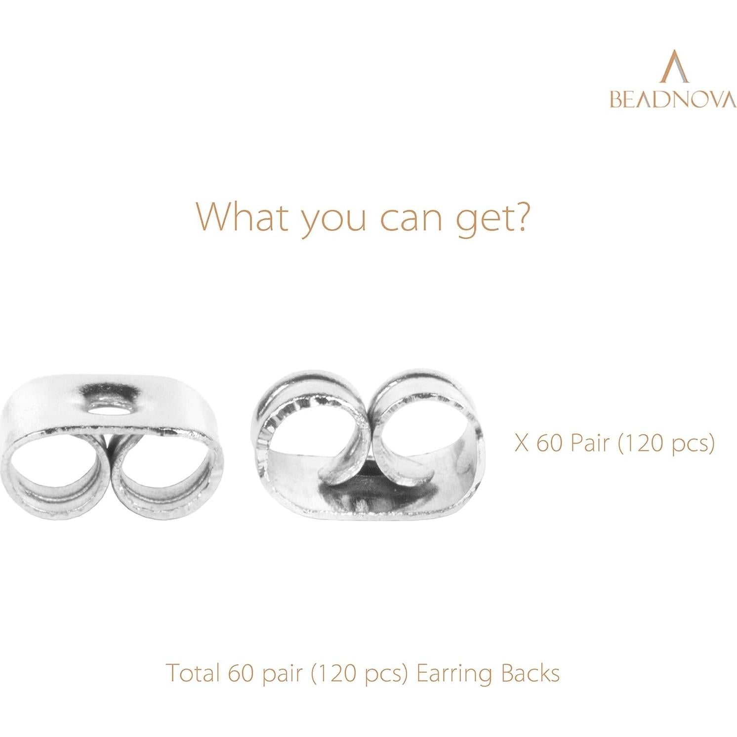 Respaldos de Aretes Hipoalergénicos BEADNOVA 120 pcs Acero Inoxidable