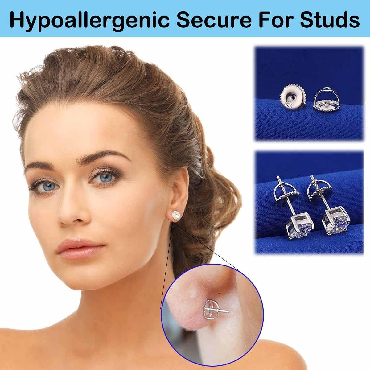 2 Pares de Respaldos de Aretes de Tornillo Kouley 6mm Hipoalergénicos