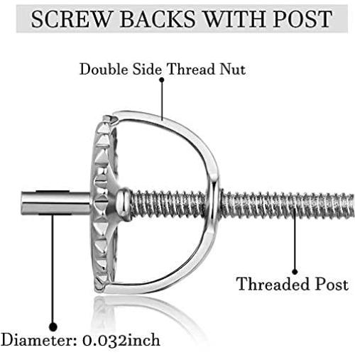 2 Pares de Respaldos de Aretes de Tornillo Kouley 6mm Hipoalergénicos