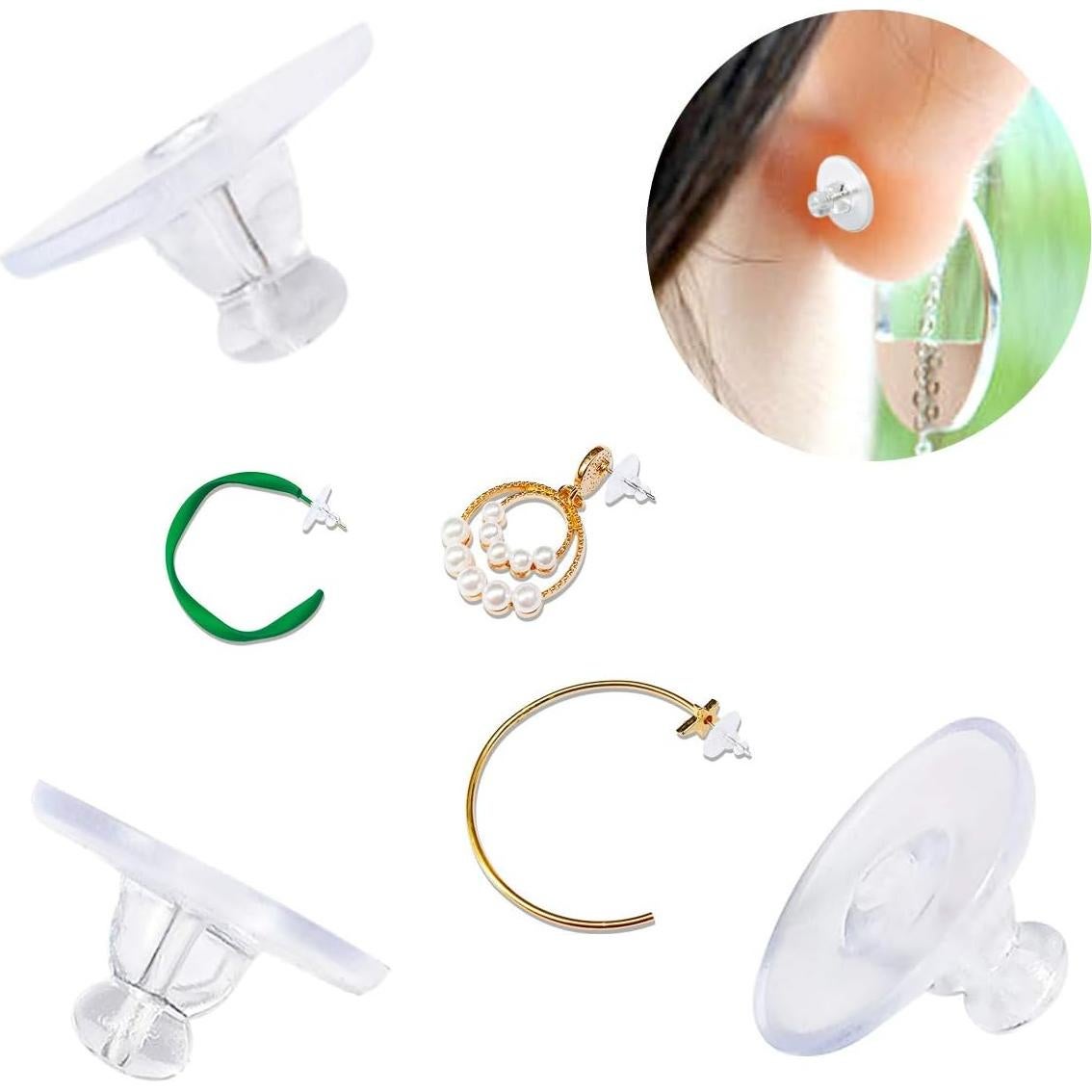 Resortes de Aretes de Silicona TTSAM - 100 Piezas Transparentes