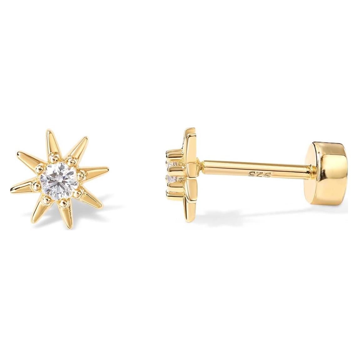 Pendientes de Stud Estrella PAVOI Plata 925 Oro 14K Mujeres