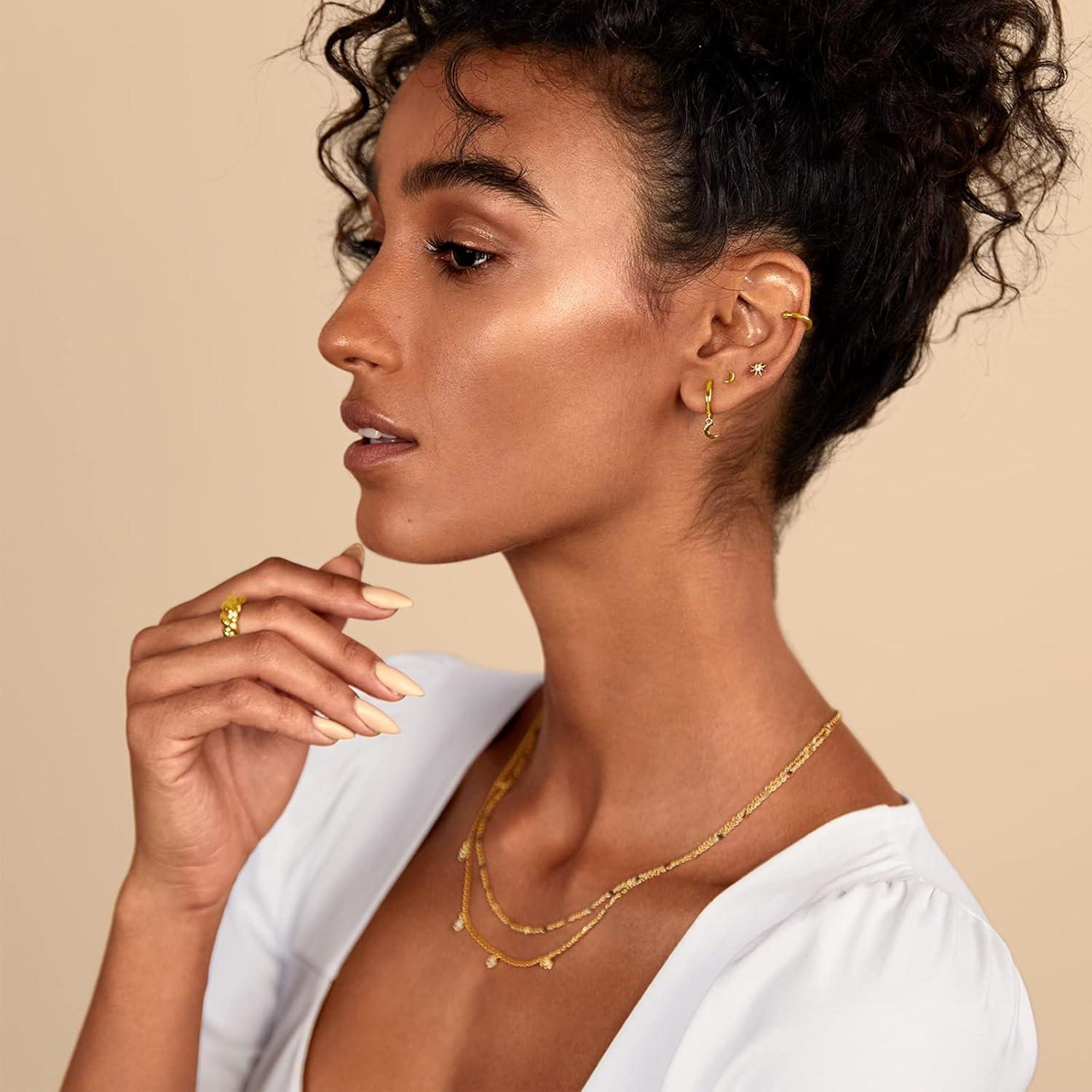 Pendientes de Stud Estrella PAVOI Plata 925 Oro 14K Mujeres