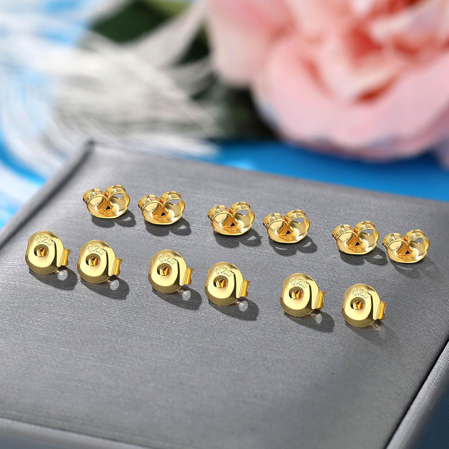 Respaldo Hipoalergénico para Aretes de Plata Baño Oro 14K - 12 Pcs