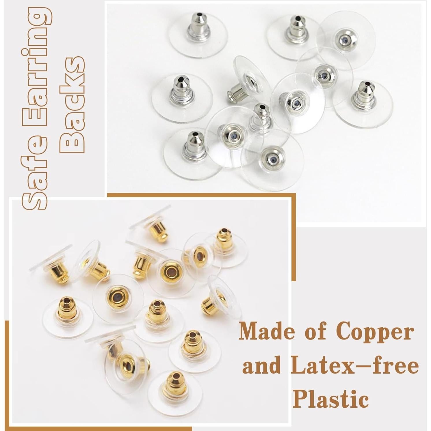 Resortes para Aretes KASBEE 120PCS Hipoalergénicos Dorado Plateado