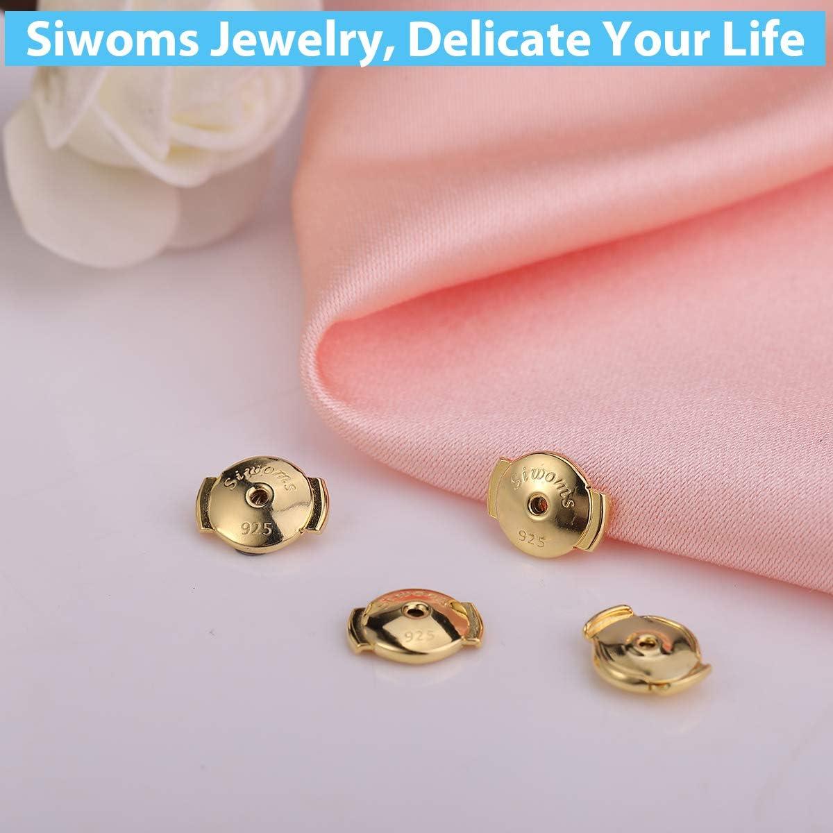 Respaldos de Aretes Hipoalergénicos Siwoms 18K Oro 2 Pares