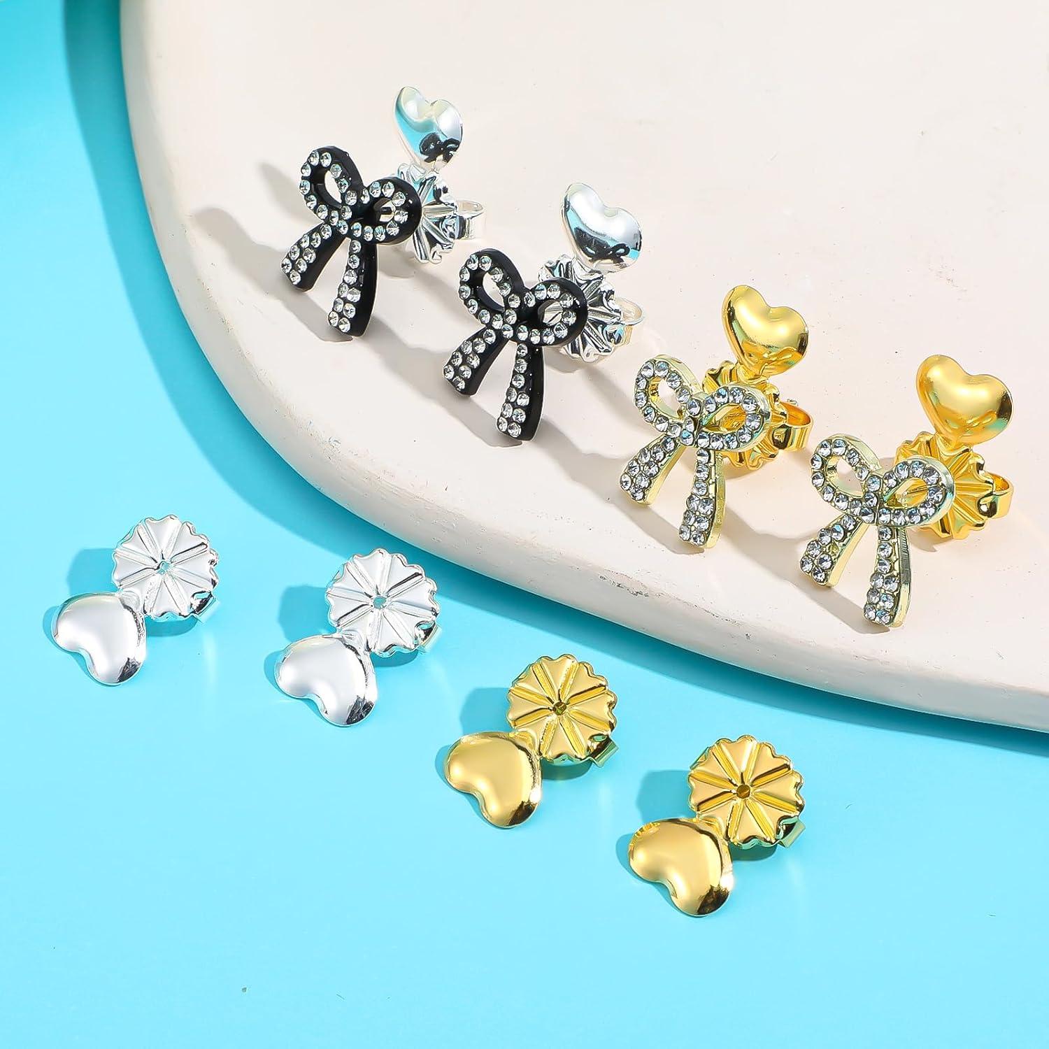 4 Pares de Respaldos Elevadores para Pendientes HJZHII - Plata y Oro