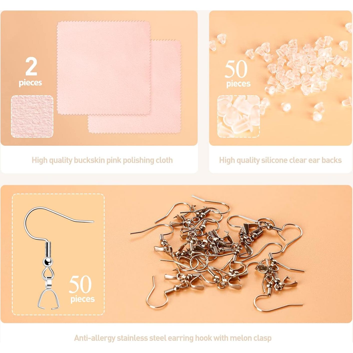 Ganchos de Aretes Hipoalergénicos VIW Acero Inoxidable 100 Piezas