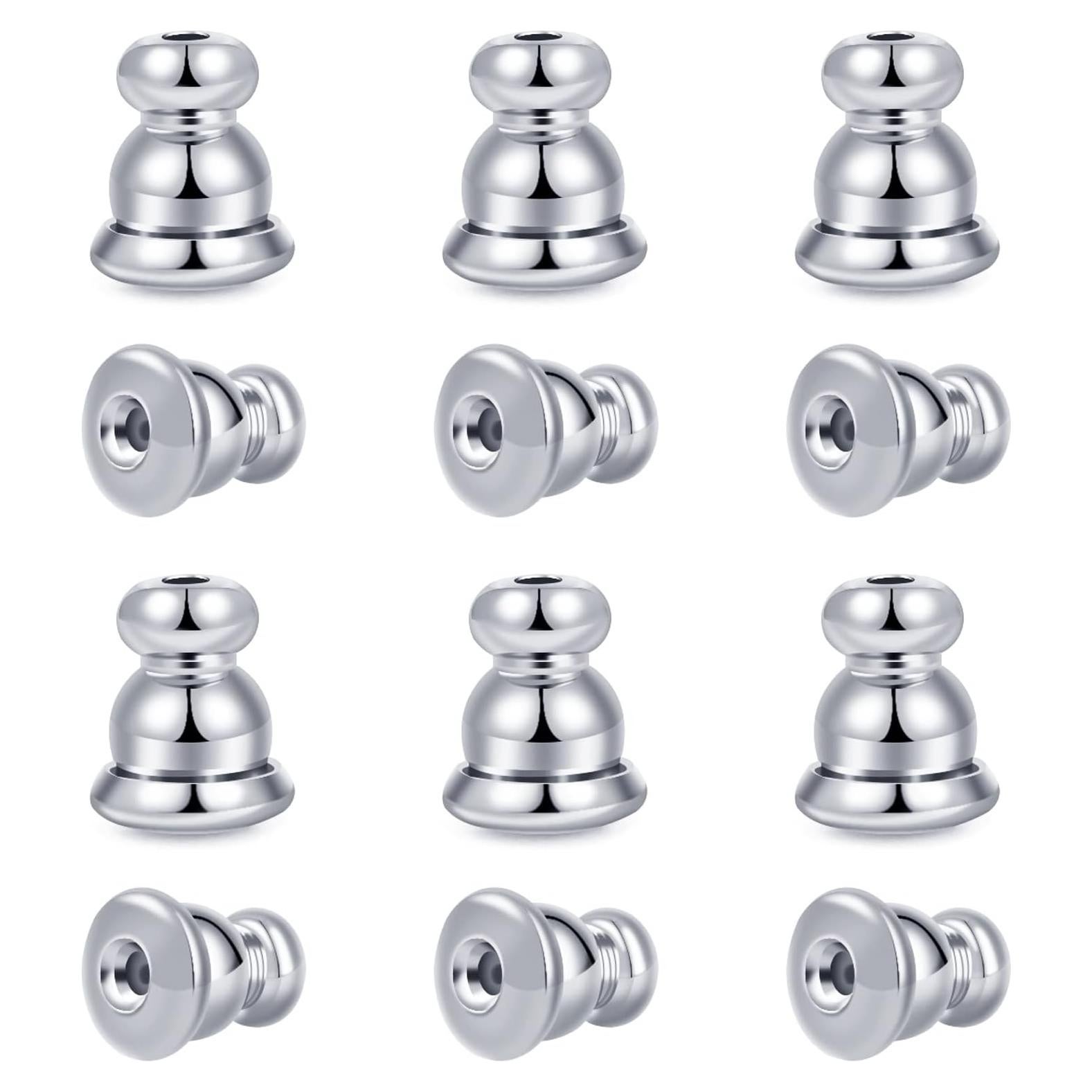 Cierres de Aretes de Seguridad LOADR Plata 925 Hipoalergénicos (6 Pares)