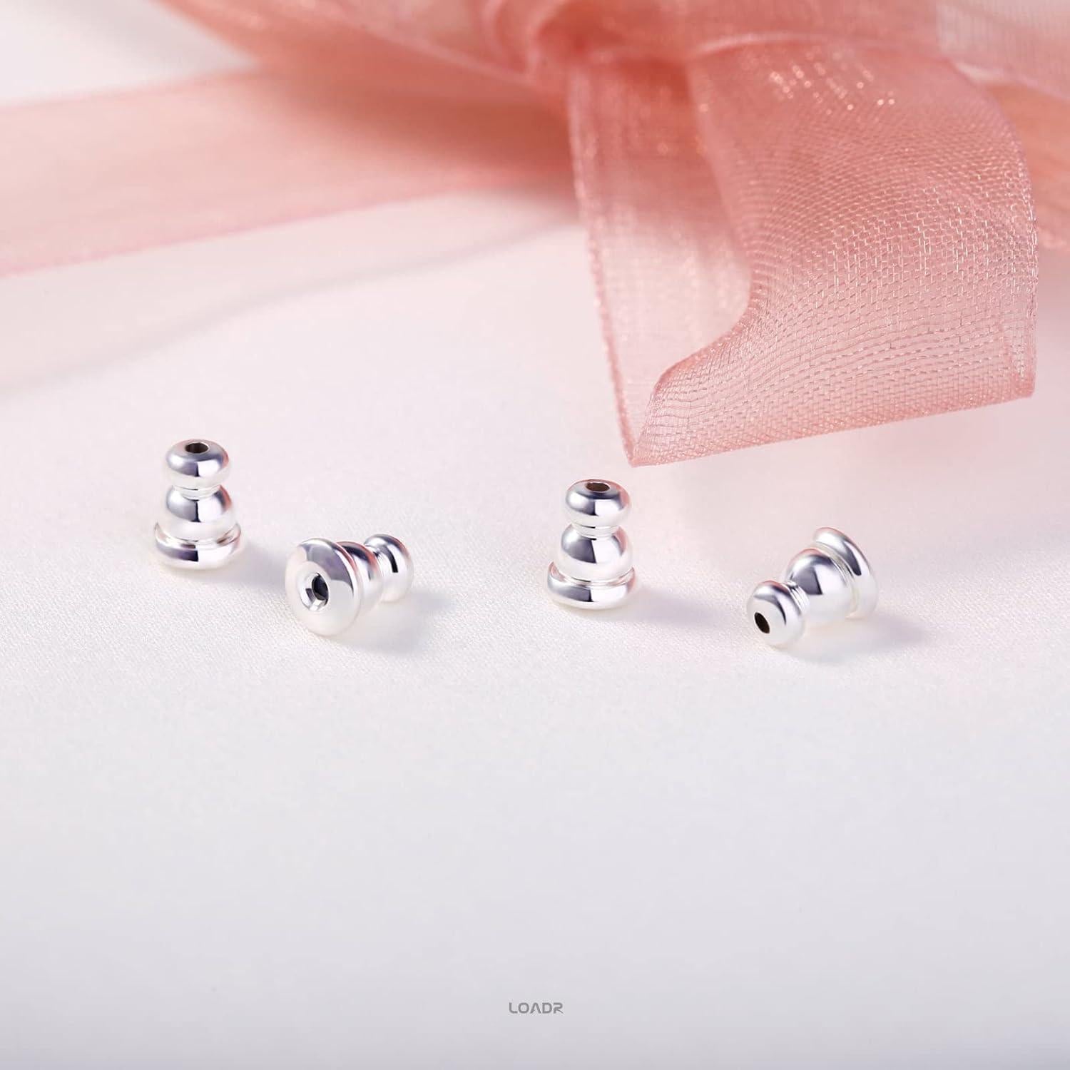 Cierres de Aretes de Seguridad LOADR Plata 925 Hipoalergénicos (6 Pares)