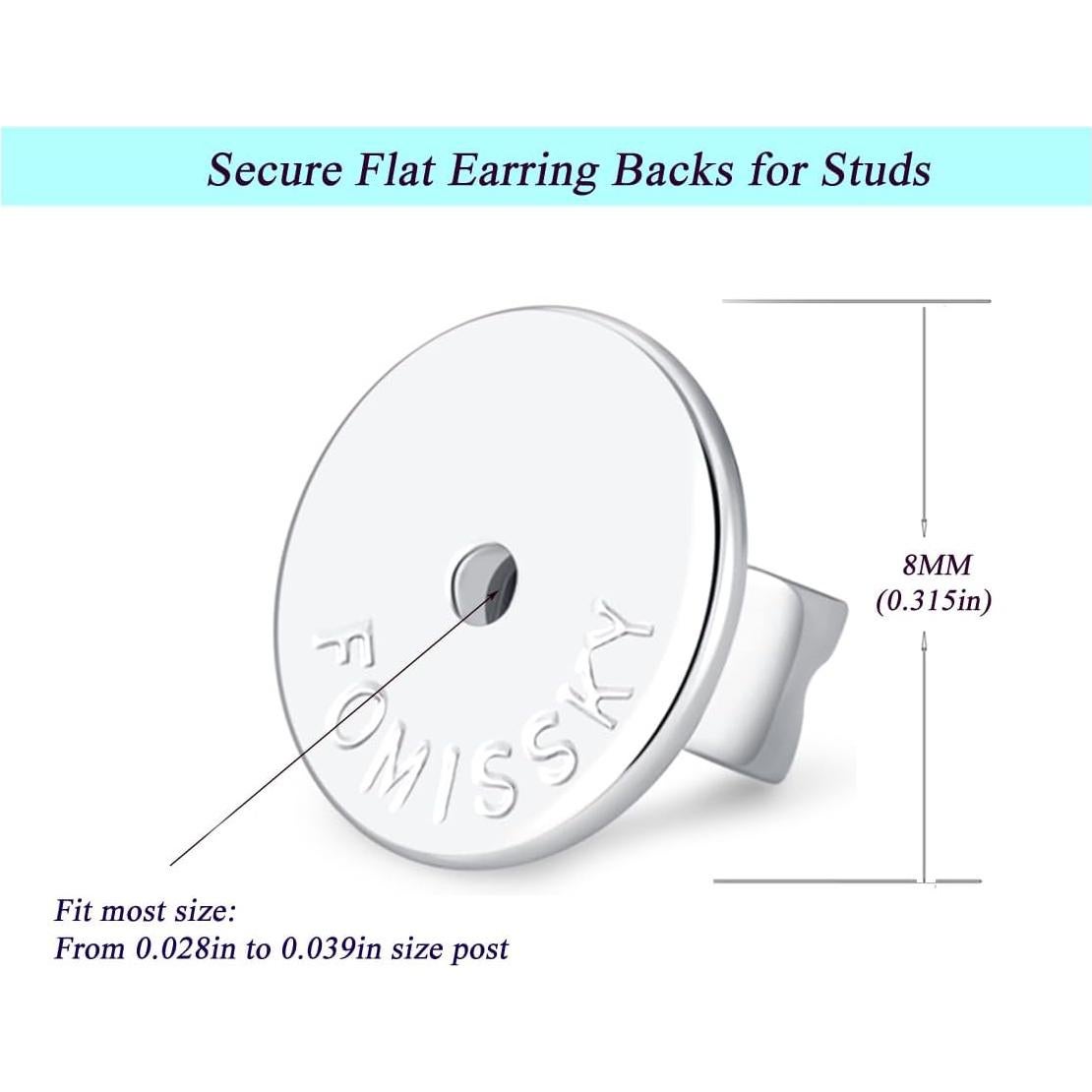 Fomissky-sisa Hypoallergenic Earring Backs for Studs White Gold Plated, Secure Earring Backs Replacements Heavy Earring Support Backs
