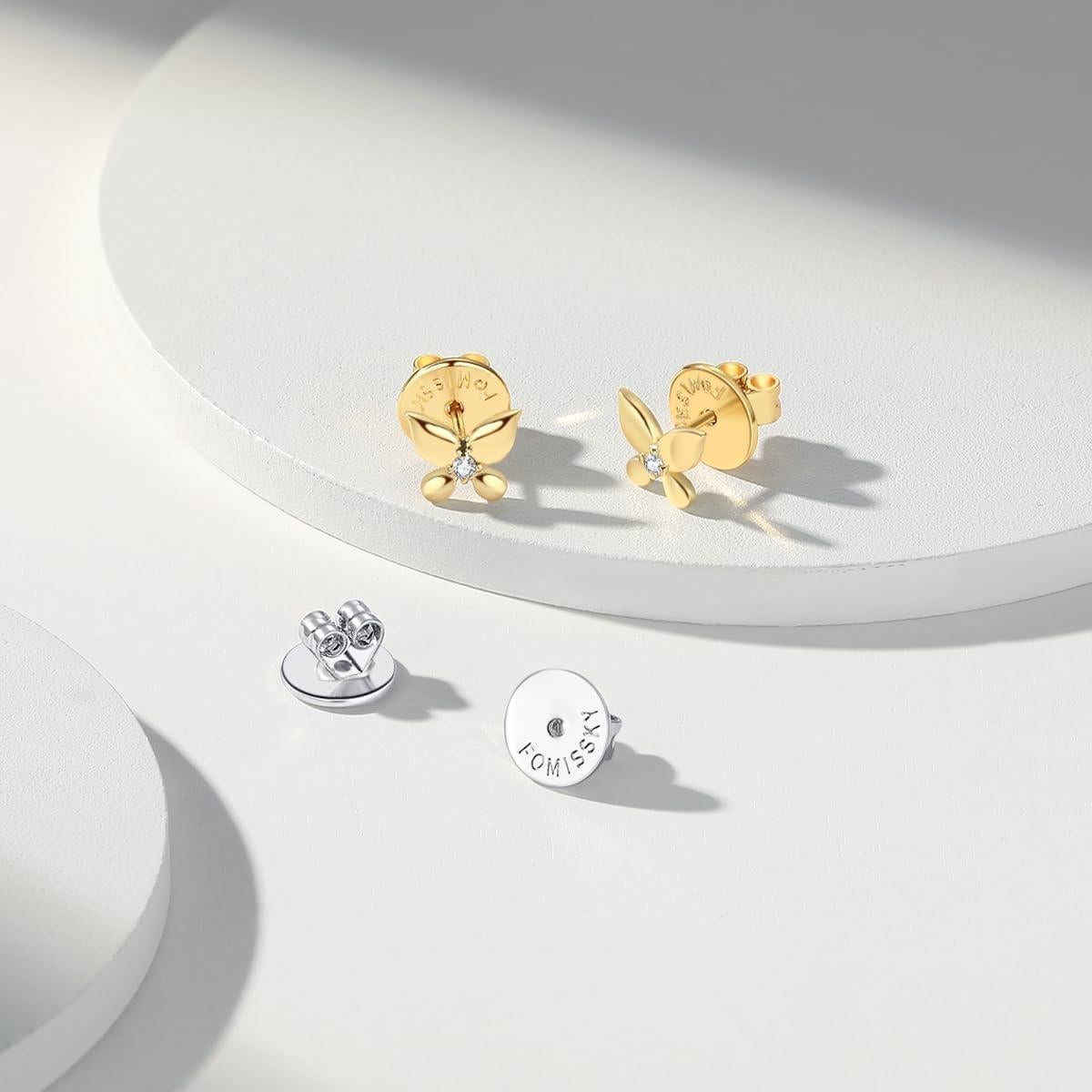 Fomissky-sisa Hypoallergenic Earring Backs for Studs White Gold Plated, Secure Earring Backs Replacements Heavy Earring Support Backs