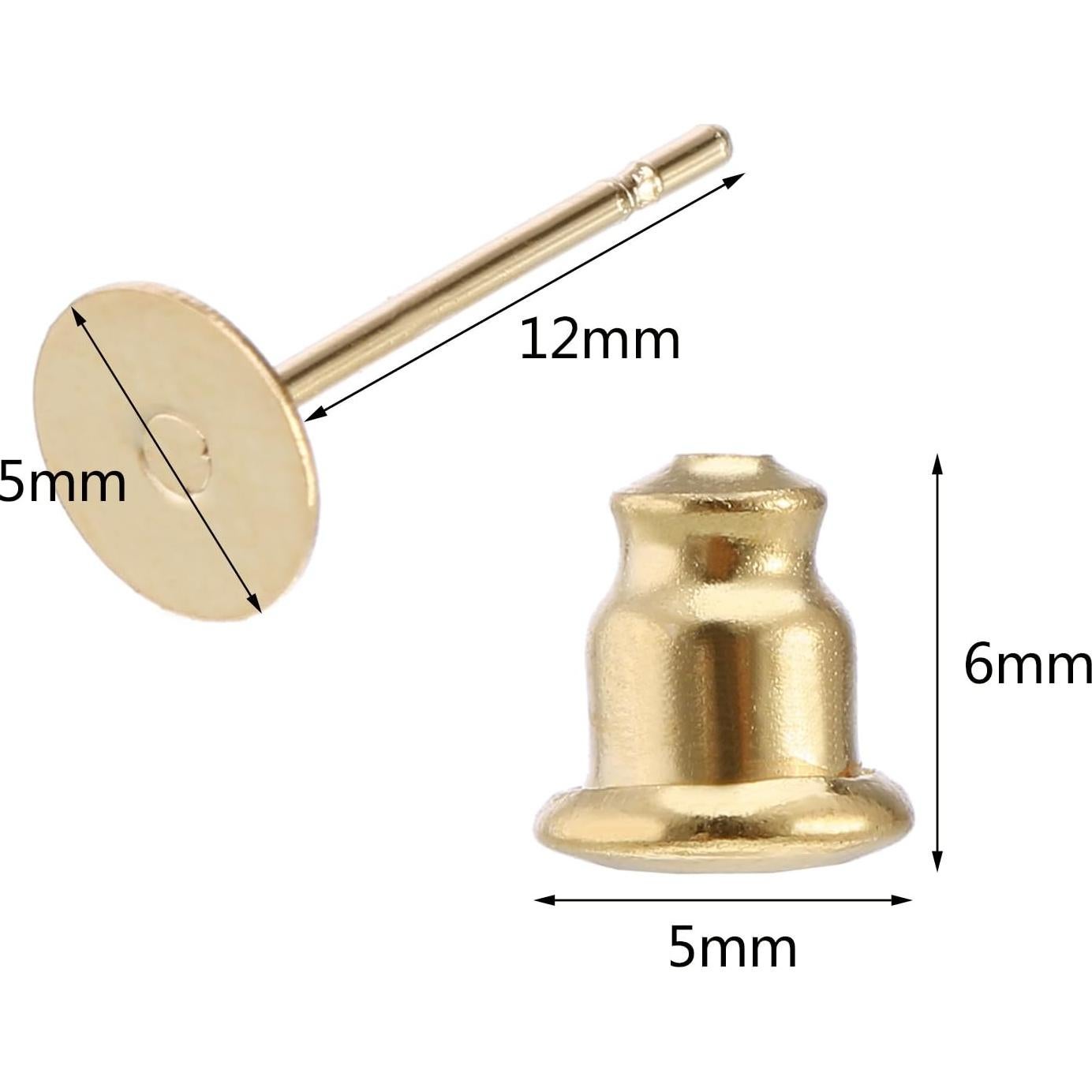 Outus 100 Piezas Pasadores y Respaldos Hipoalergénicos Oro