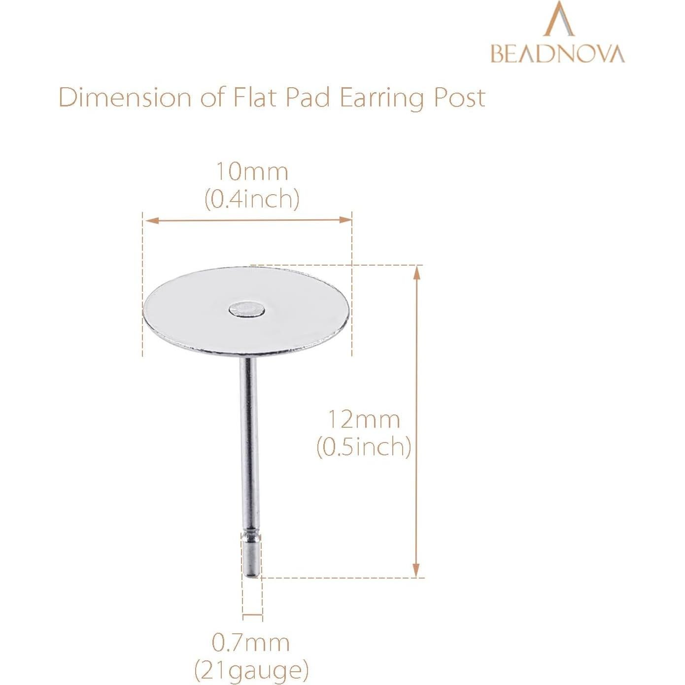 Pendientes de Stud BEADNOVA 720pcs 10mm Acero Inoxidable