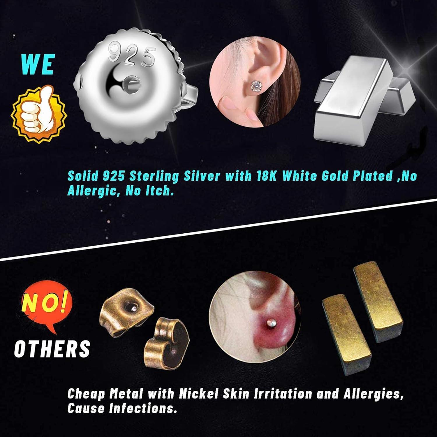 Sujetadores de Tornillo DELECOE 14K Oro y Plata 925 Hipoalergénicos