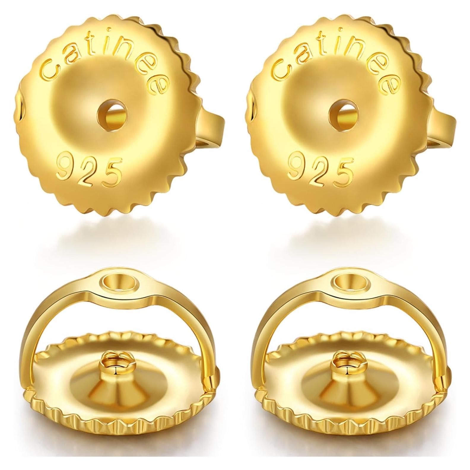 Respaldos de Tornillo Hipoalergénicos Catinee 4 Piezas Oro 14K