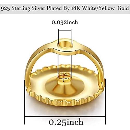 Respaldos de Tornillo Hipoalergénicos Catinee 4 Piezas Oro 14K