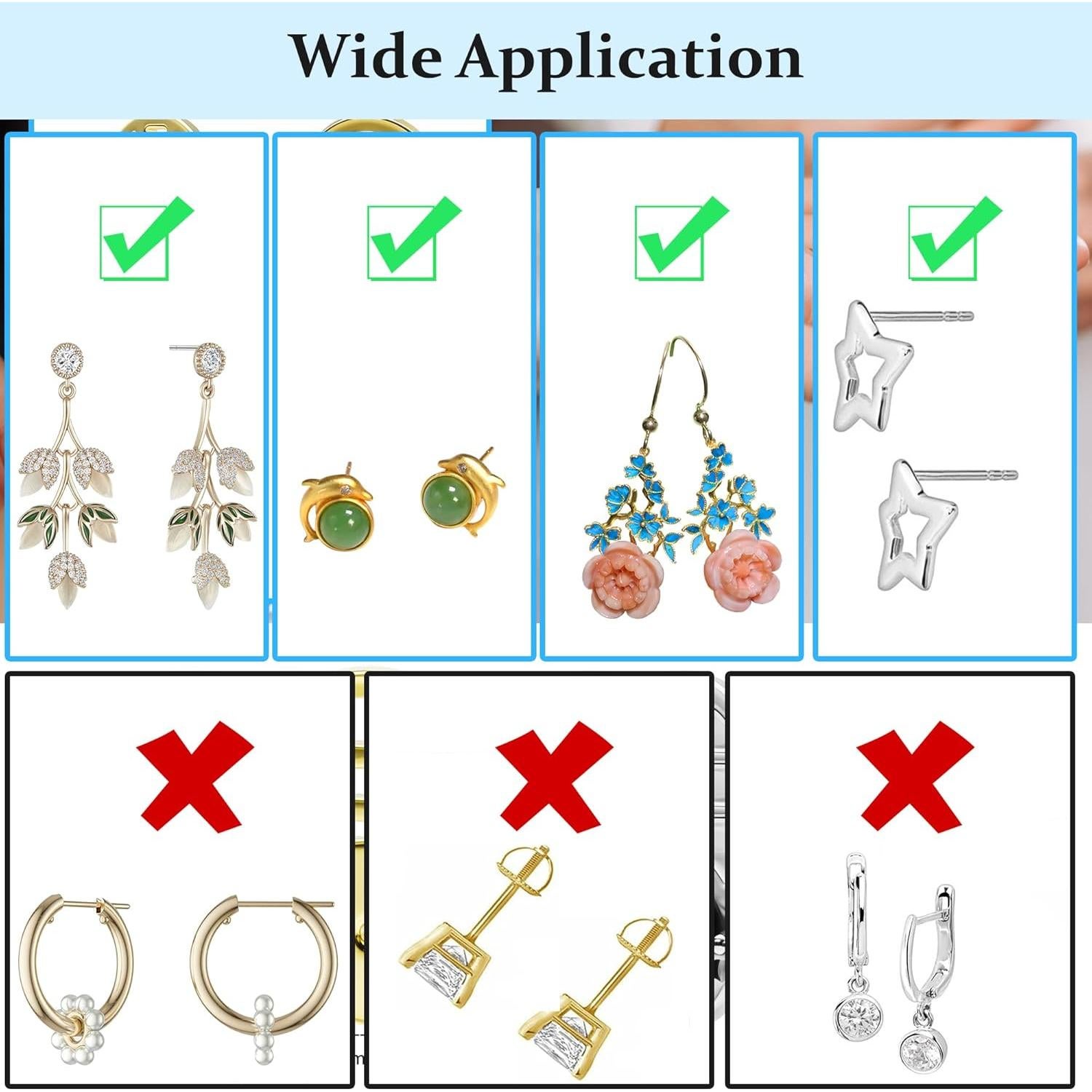 Respaldo de Pendientes Aeloer 4 Pcs Oro Plata Malla Hipoalergénico