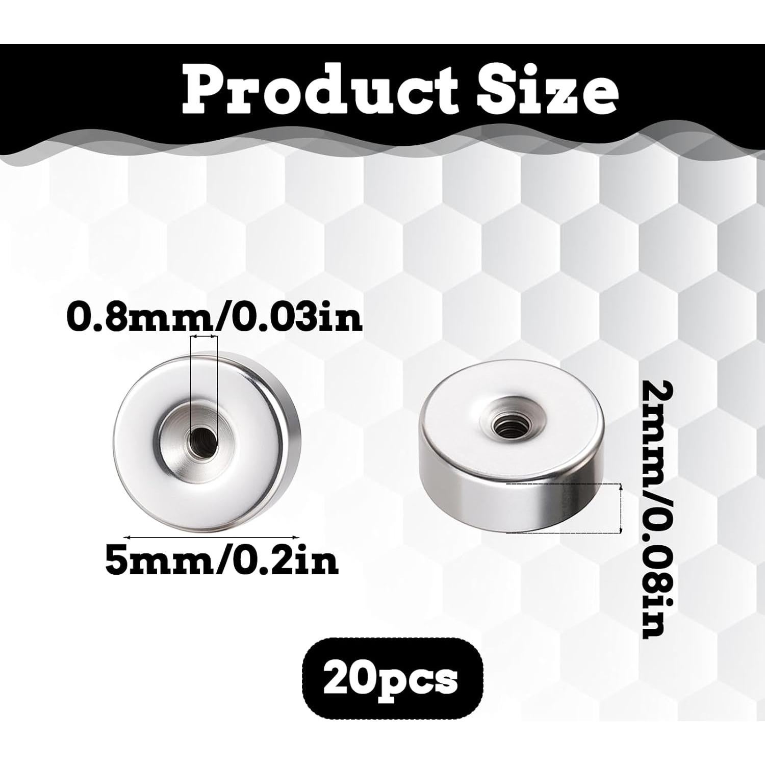 20 Piezas Respaldo de Aretes de Acero Inoxidable Yuomeaz 5mm