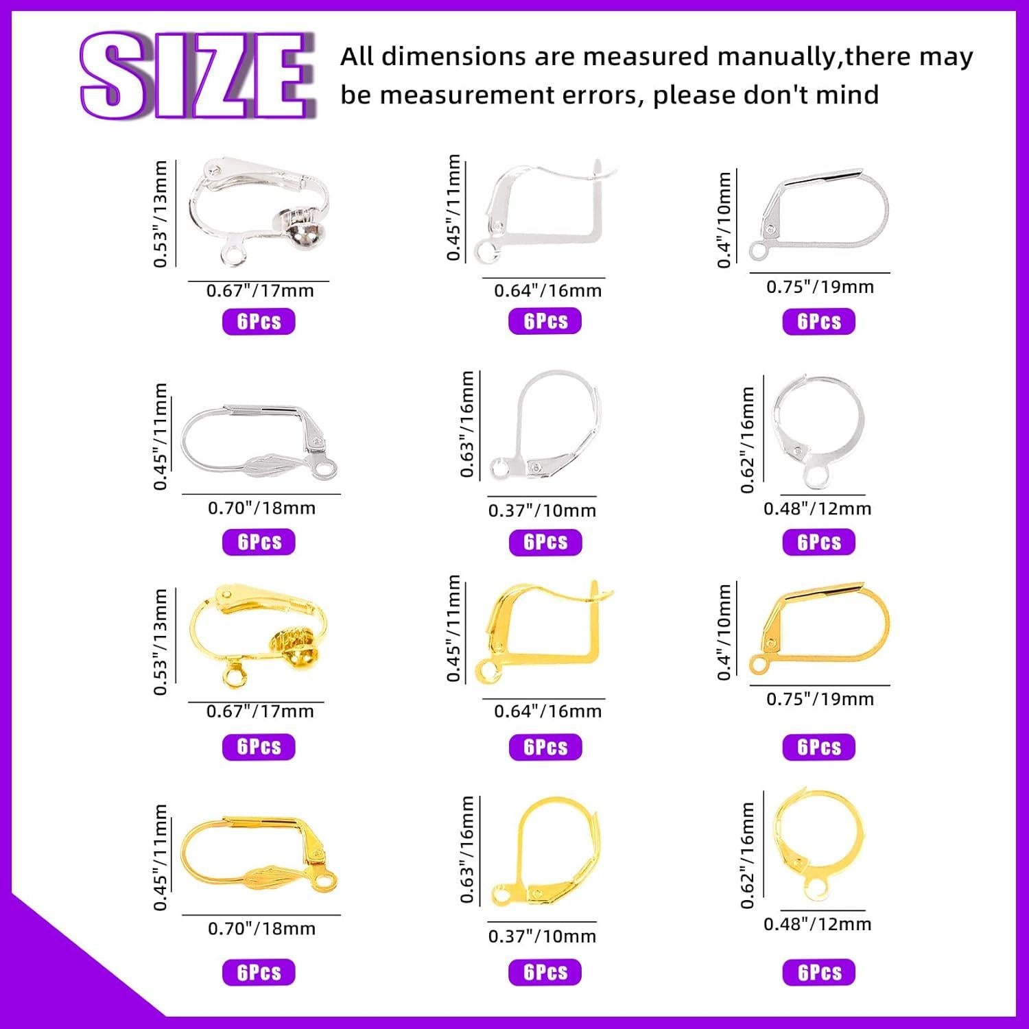 Convertidores de Pendientes Clip-on Swpeet 72Pcs Oro Plata