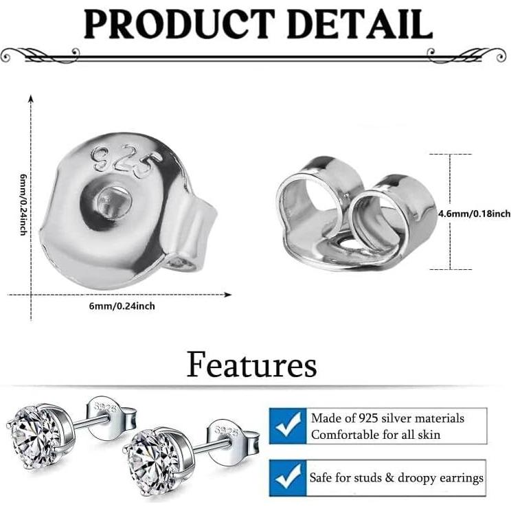 Resortes para Pendientes Moconar 12 PCS Plata 925 Hipoalergénicos