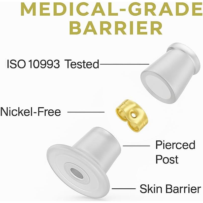 Soportes Elevadores para Pendientes Anchora - Silicona 18K Oro 6 Pcs