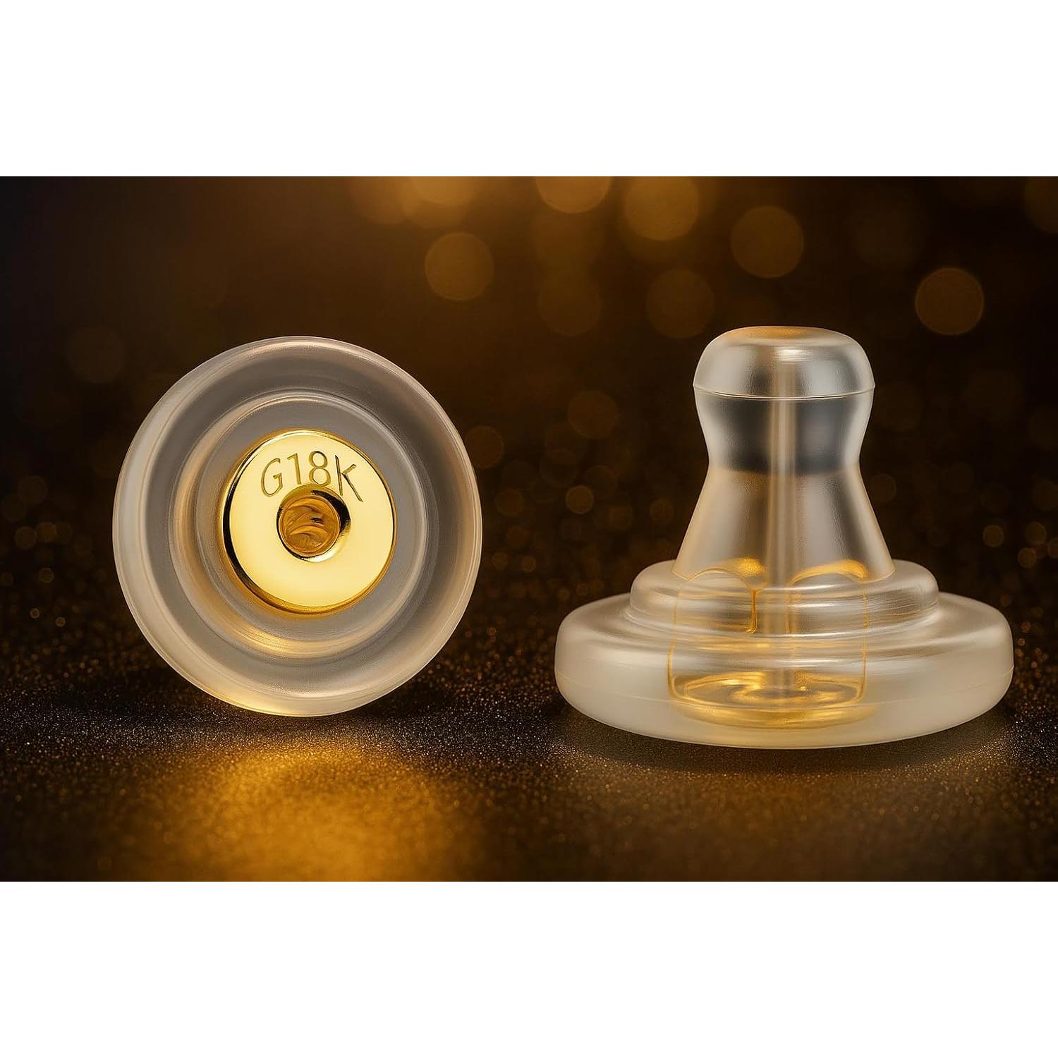 Soportes Elevadores para Pendientes Anchora - Silicona 18K Oro 6 Pcs