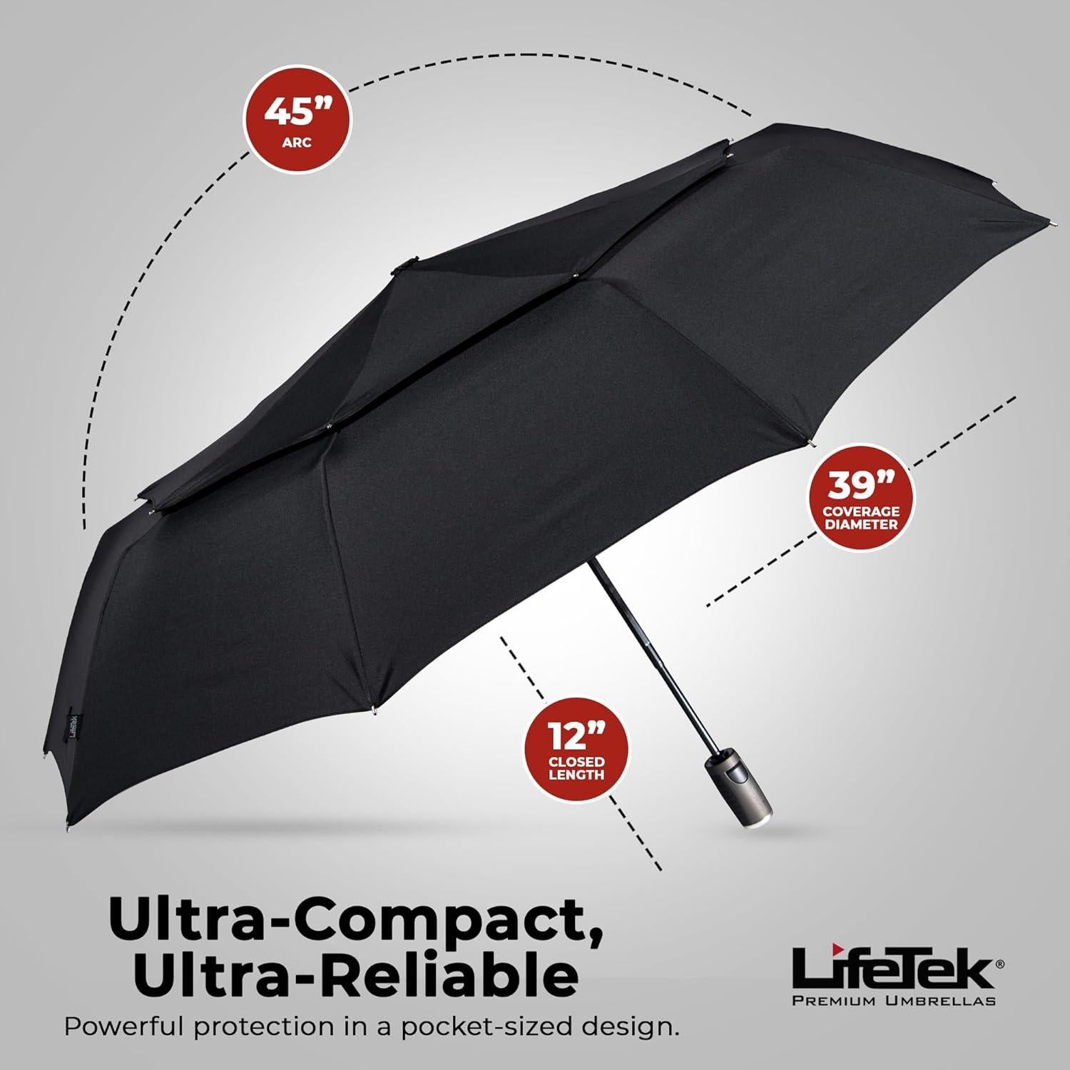 Paraguas LifeTek 45 FX2 Compacto Automático Resistente Viento