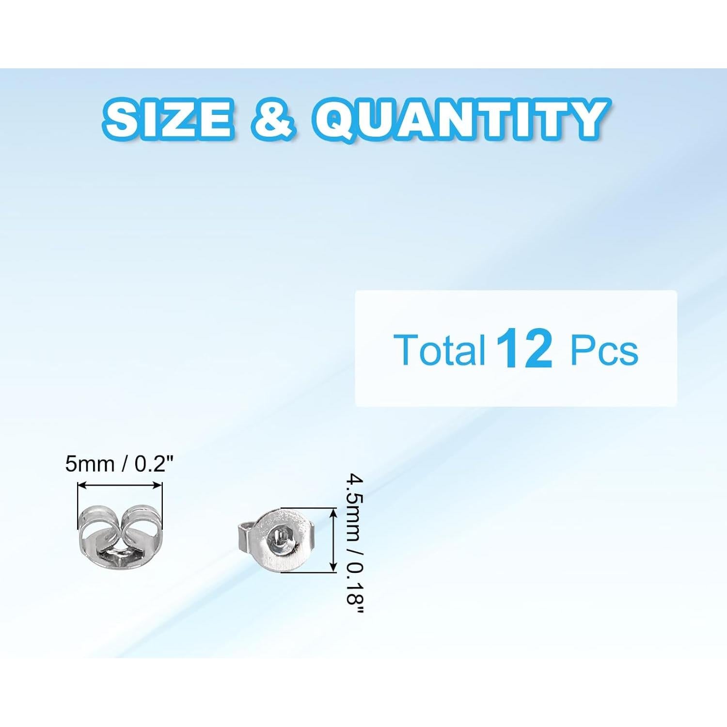 Respaldos de Aretes Hipoalergénicos PATIKIL 12 Pcs Titanio 5x4.5mm