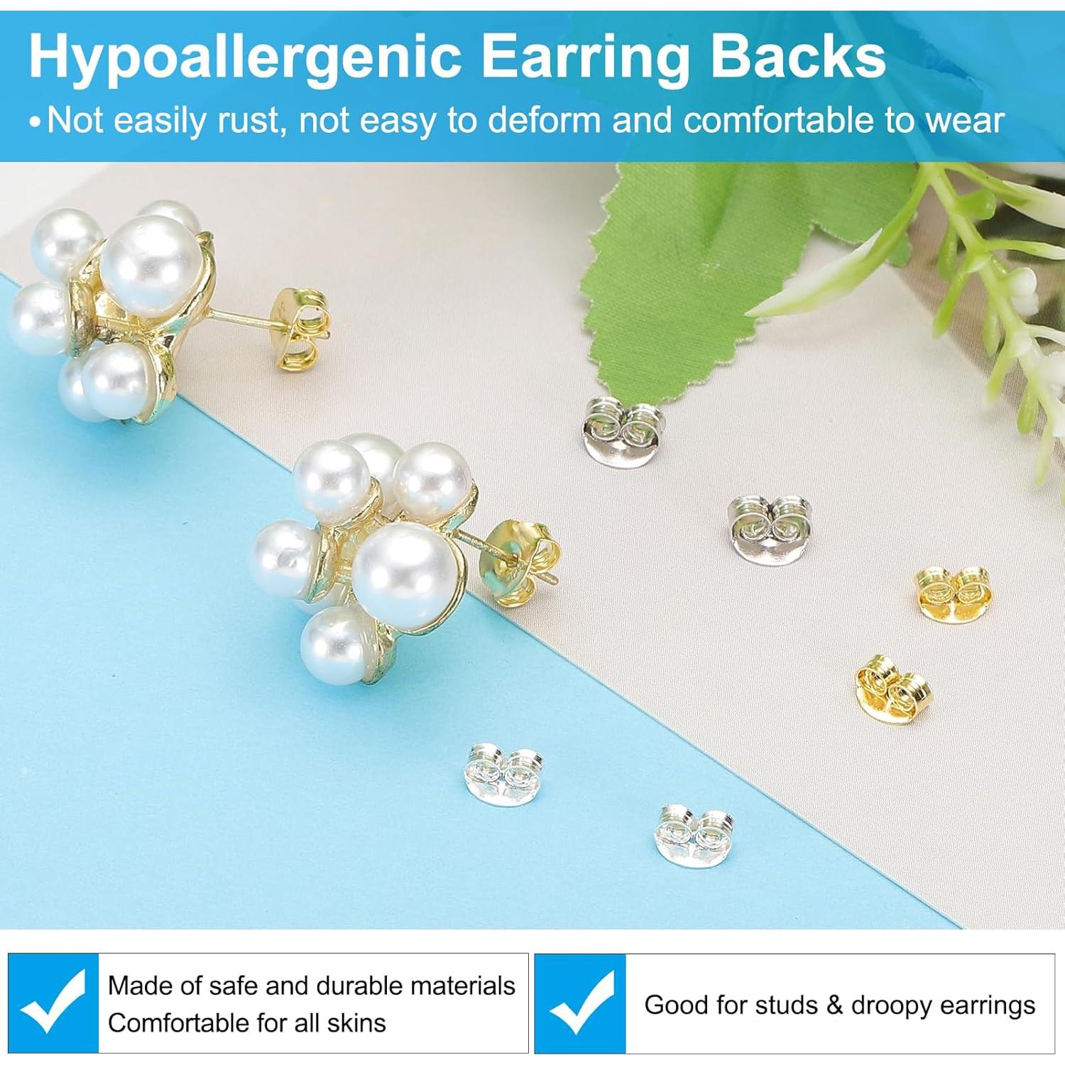 Respaldos de Aretes Hipoalergénicos PATIKIL 12 Pcs Titanio 5x4.5mm