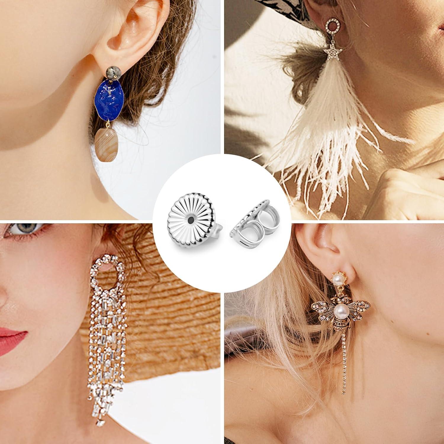 Resortes Jumbo de Plata Esterlina 925 para Pendientes Pesados - 4 Piezas