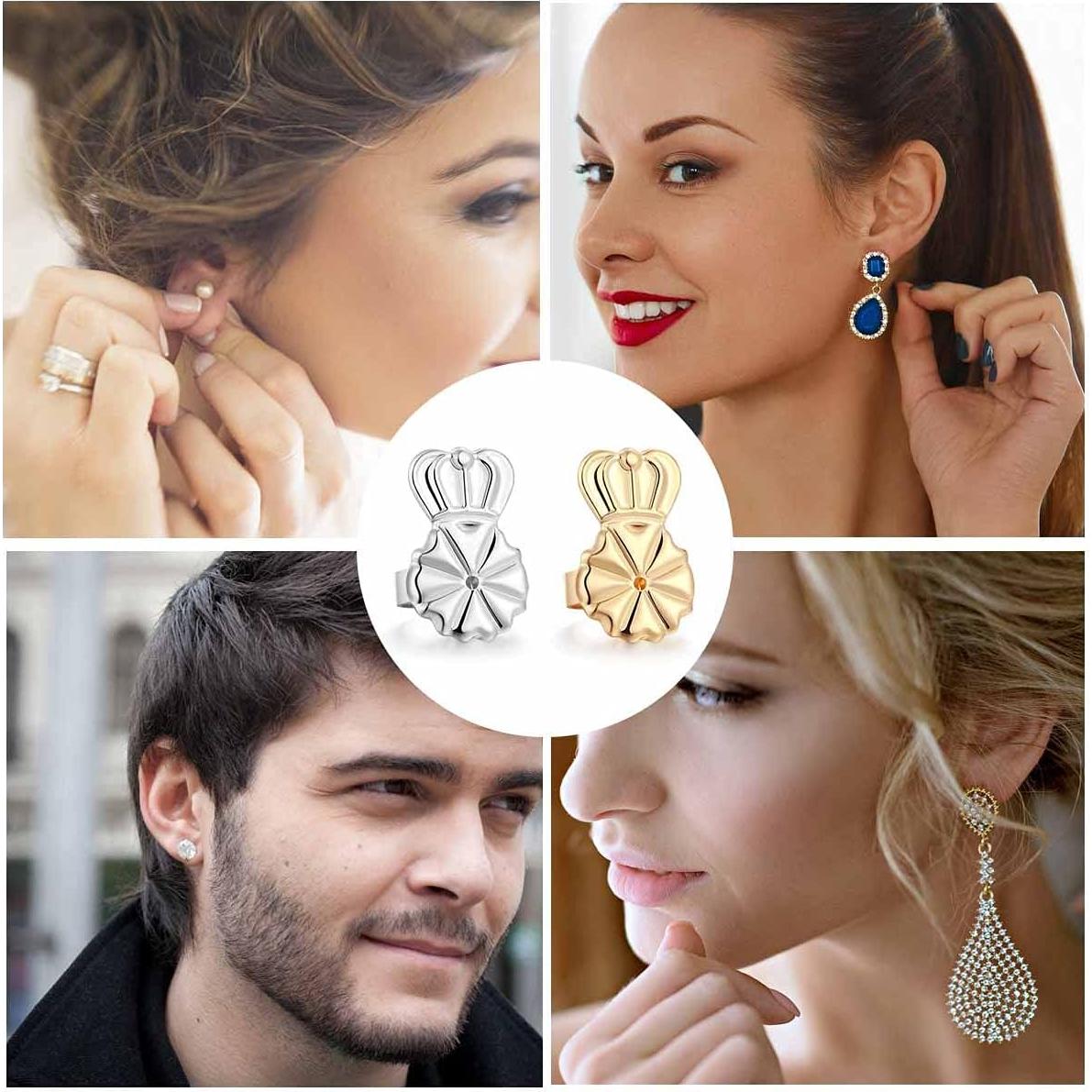 Elevadores de Pendientes DELECOE Hipoalergénicos Ajustables Oro 14K