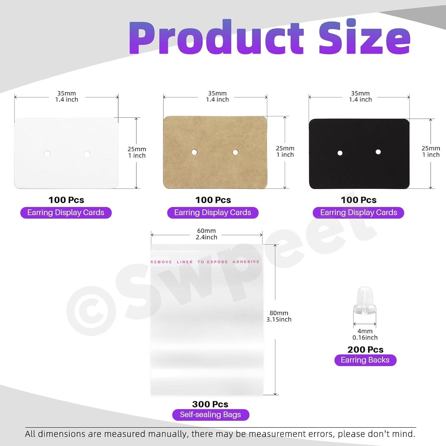 Kit de Tarjetas para Pendientes Swpeet 800Pcs Soportes y Bolsas