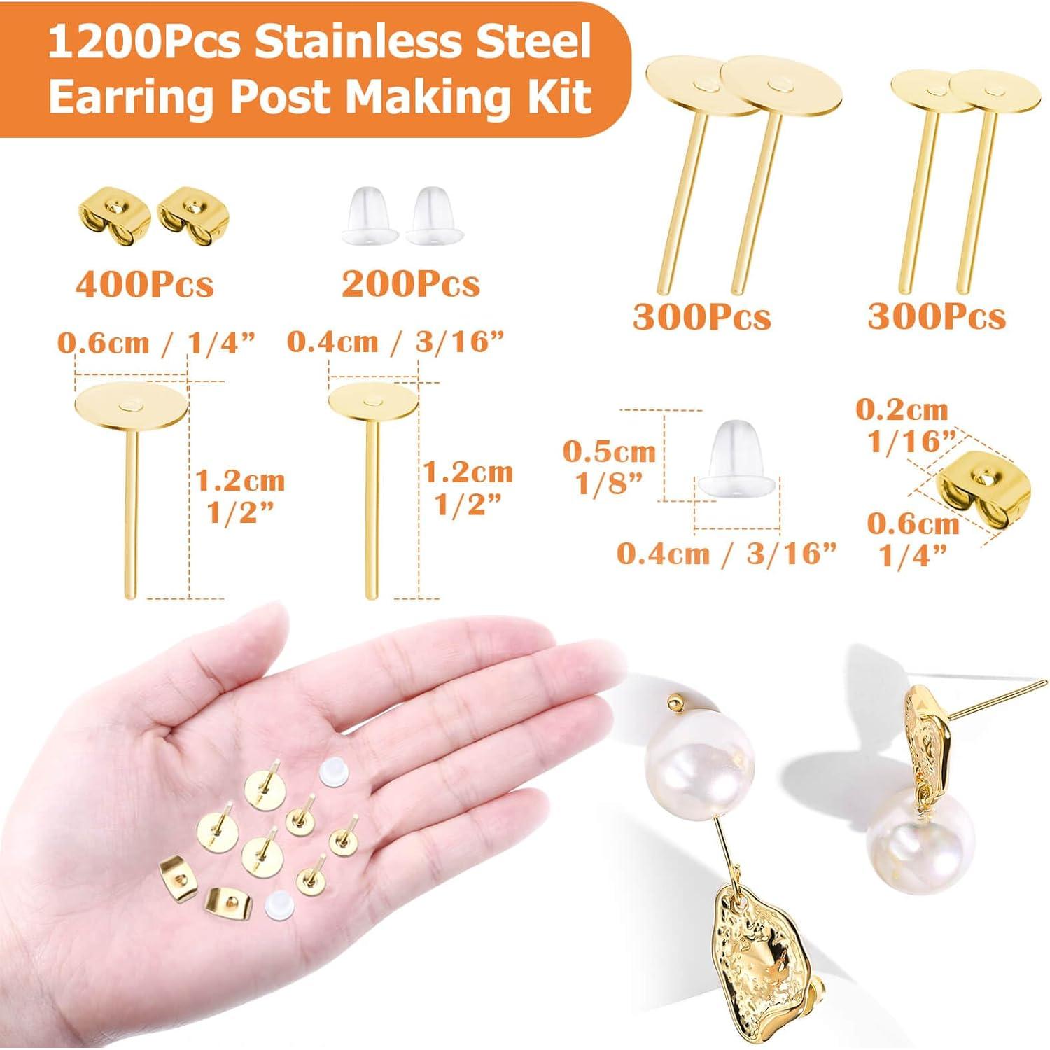 Kit de Fabricación de Aretes Flasoo 1200 Piezas Acero Inoxidable