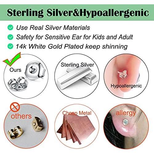 16 Piezas Respaldos de Pendientes Catinee Plata 925 Oro 14k