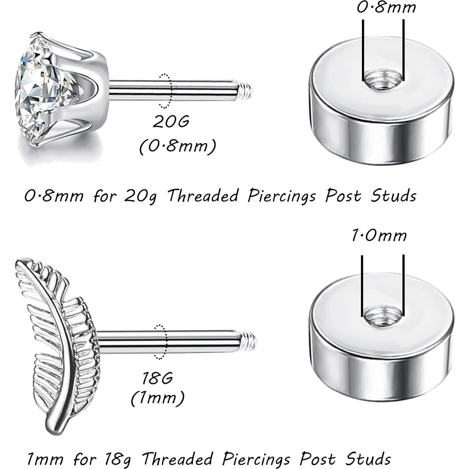 Respaldos de Tornillo para Pendientes MJust 20 Pcs Acero Inoxidable