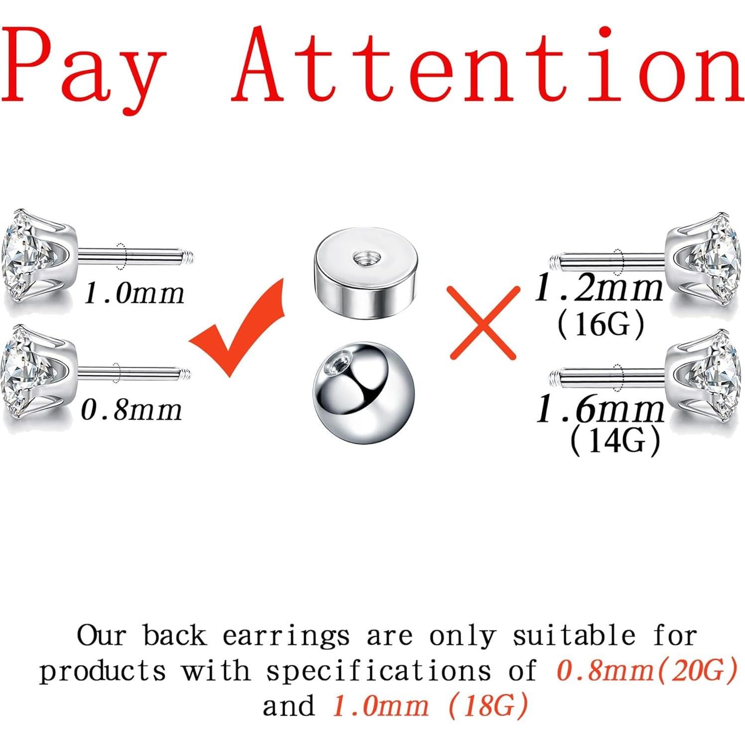 Respaldos de Tornillo para Pendientes MJust 20 Pcs Acero Inoxidable