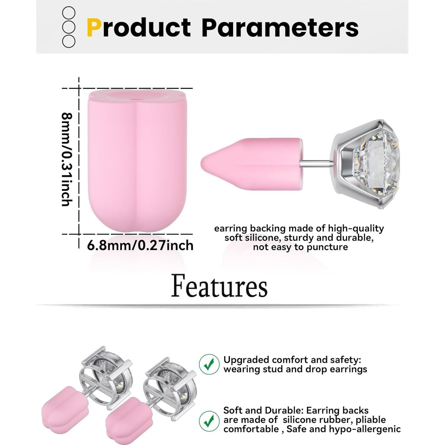 Soportes de Pendientes de Silicona Menglisi 12 Piezas C-Verde