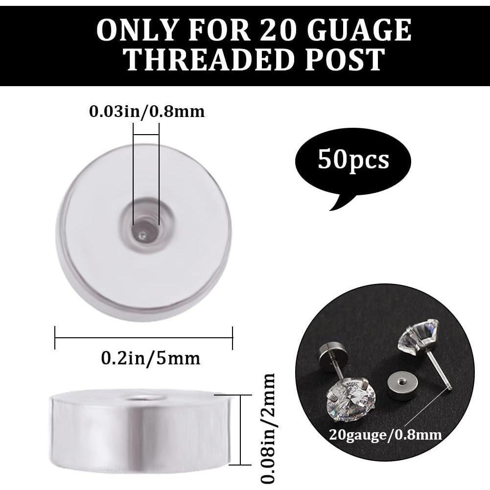 Beebeecraft 50Pcs Respaldos de Arete 20G Acero Inoxidable