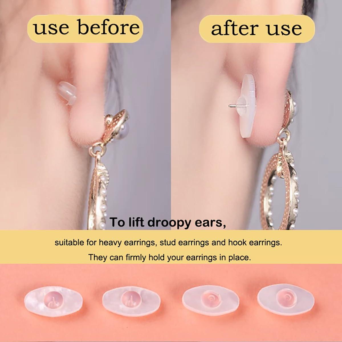 Silicone Earring Backs for Droopy Ears, Rubber Earring Lifter Backings, 10 Pieces Earring Backer for Studs