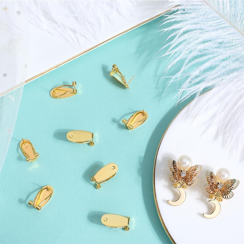 30 Pcs Post de Aretes de Clip Dorados SOFPLATE para DIY