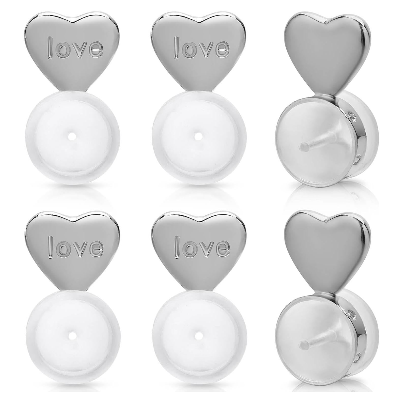 Soportes de Pendientes de Silicona Kerryjewl - 3 Pares Plata