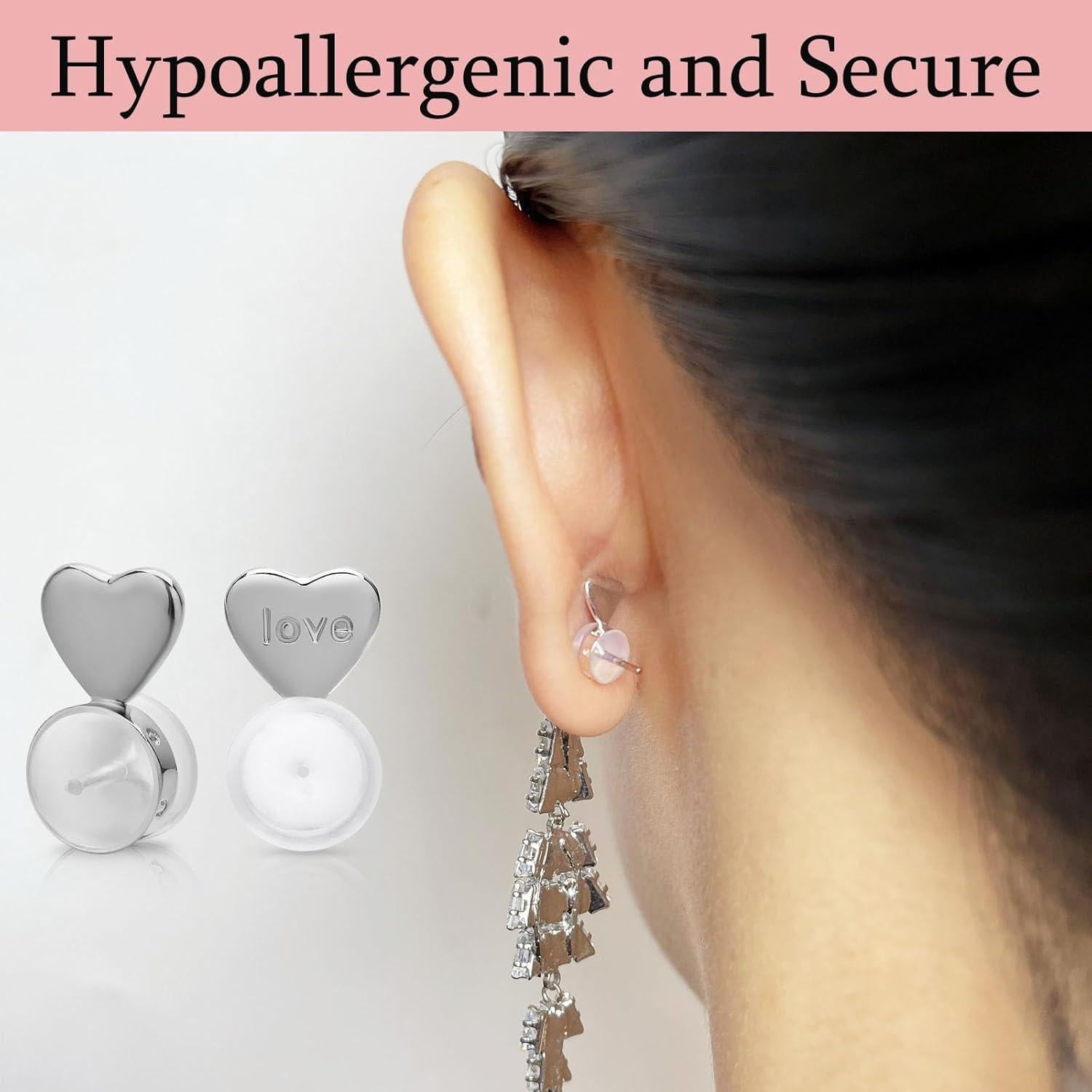 Soportes de Pendientes de Silicona Kerryjewl - 3 Pares Plata